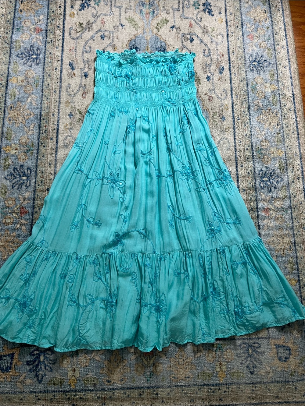 Calypso St. Barth Turquoise Strapless Midi Dress